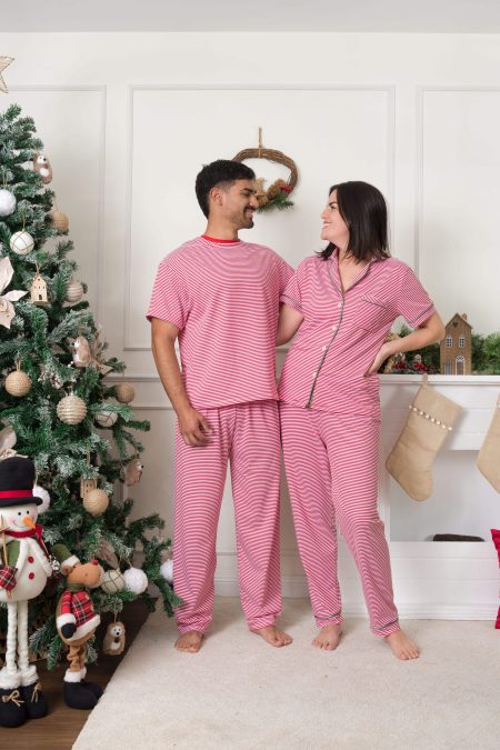 Pijama para mamá rayas rojas